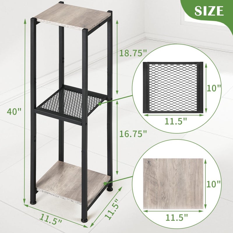Dipion Extra Tall Plant Stand Indoor,40 Inch Plant Stands,3 Tier Metal Plant Stand with Heavy Duty Wood and Metal Mesh Shelf,Greige and Black - Image 4